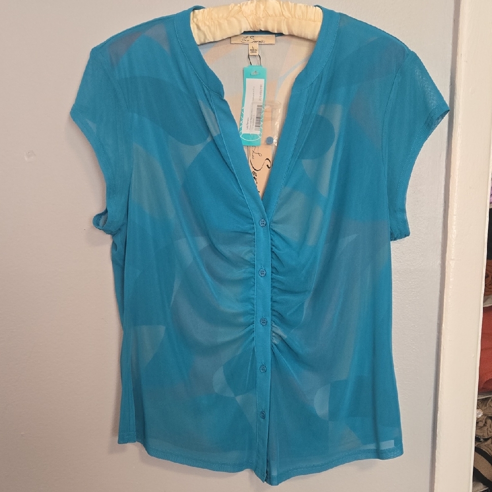 Chic Turquoise Button-Up Blouse